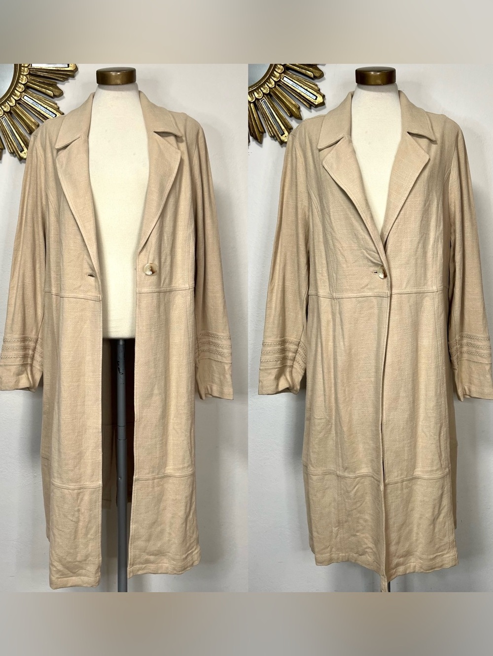 Soft Surroundings Long Linen Blend Trench Coat